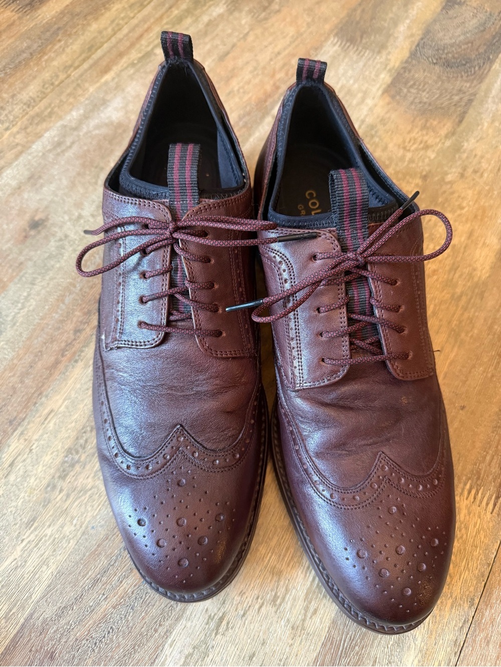 Cole Haan Holland Grand Long Wing Burgundy Leather Wingtip Oxfords